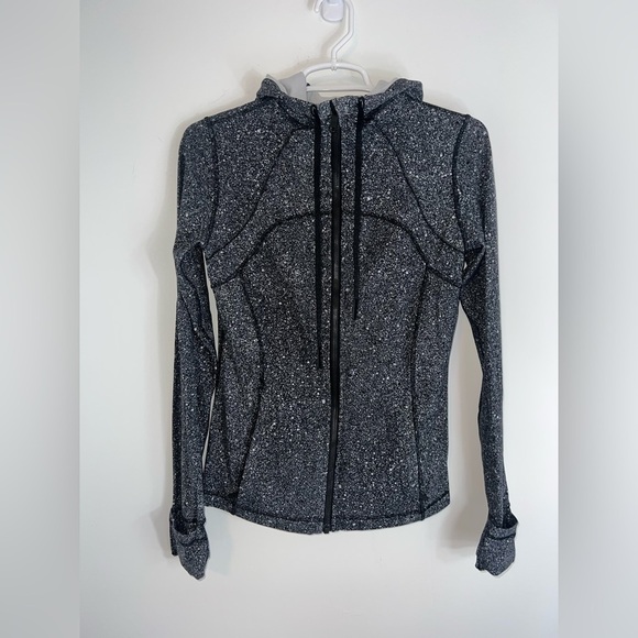 Lululemon Hooded Define Jacket Luminesce Splatter White Black size 8 - Picture 3 of 15